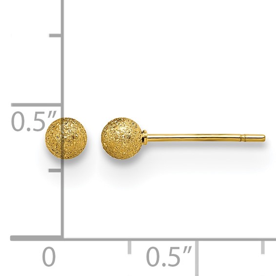 Chisel Stainless Steel Polished Laser cut Yellow IP-plated 4mm Ball Post Earrings