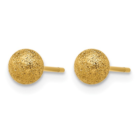 Chisel Stainless Steel Polished Laser cut Yellow IP-plated 5mm Ball Post Earrings