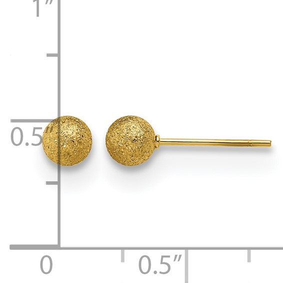 Chisel Stainless Steel Polished Laser cut Yellow IP-plated 5mm Ball Post Earrings