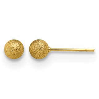 Chisel Stainless Steel Polished Laser cut Yellow IP-plated 5mm Ball Post Earrings