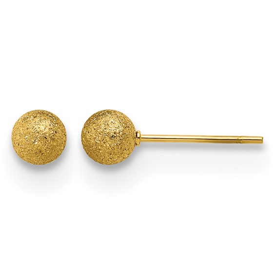 Chisel Stainless Steel Polished Laser cut Yellow IP-plated 5mm Ball Post Earrings