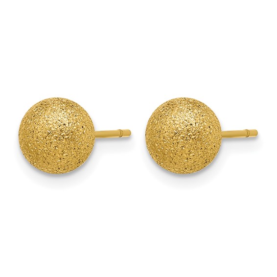Chisel Stainless Steel Polished Laser cut Yellow IP-plated 7mm Ball Post Earrings