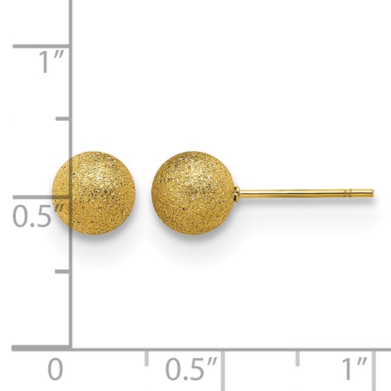 Chisel Stainless Steel Polished Laser cut Yellow IP-plated 7mm Ball Post Earrings