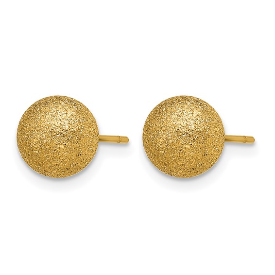 Chisel Stainless Steel Polished Laser cut Yellow IP-plated 8mm Ball Post Earrings