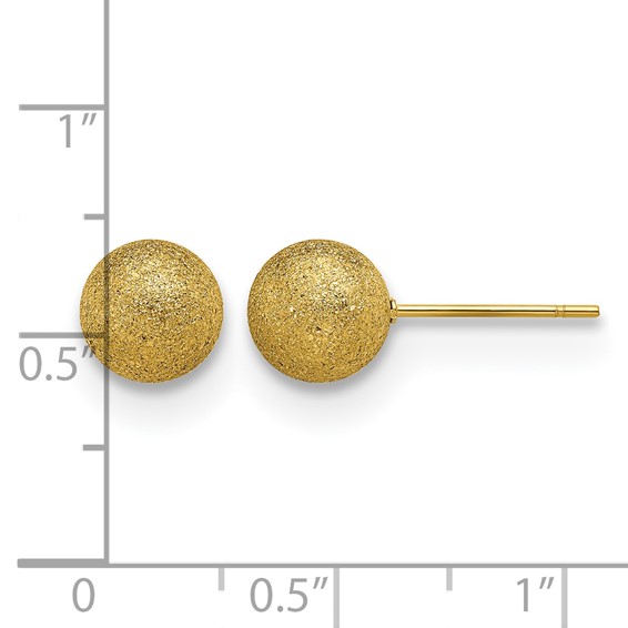 Chisel Stainless Steel Polished Laser cut Yellow IP-plated 8mm Ball Post Earrings