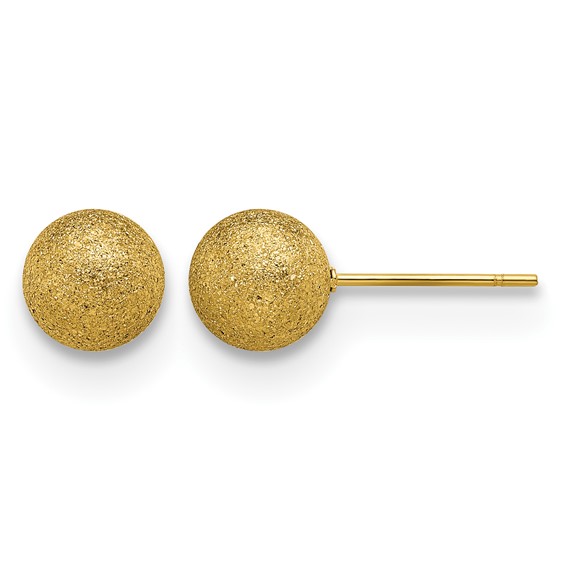 Chisel Stainless Steel Polished Laser cut Yellow IP-plated 8mm Ball Post Earrings
