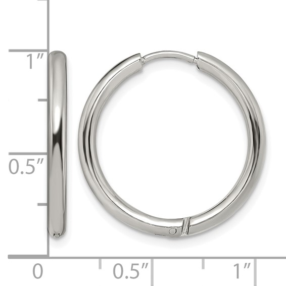 Chisel Stainless Steel Polished 2.5mm Hinged Hoop Earrings
