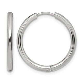 Chisel Stainless Steel Polished 2.5mm Hinged Hoop Earrings