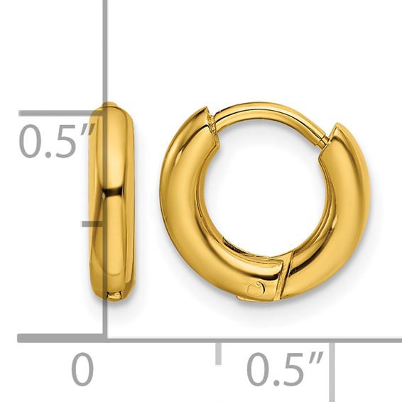 Chisel Stainless Steel Polished Yellow IP-plated 2.5mm Hinged Hoop Earrings