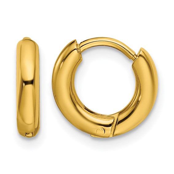 Chisel Stainless Steel Polished Yellow IP-plated 2.5mm Hinged Hoop Earrings