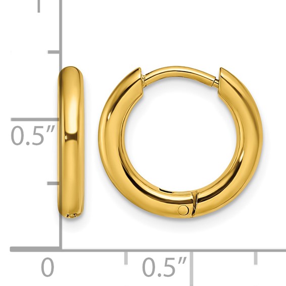 Chisel Stainless Steel Polished Yellow IP-plated 2.5mm Hinged Hoop Earrings