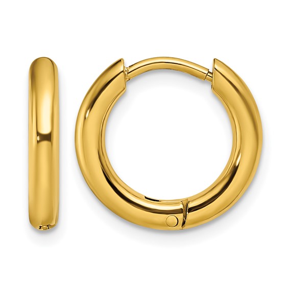 Chisel Stainless Steel Polished Yellow IP-plated 2.5mm Hinged Hoop Earrings