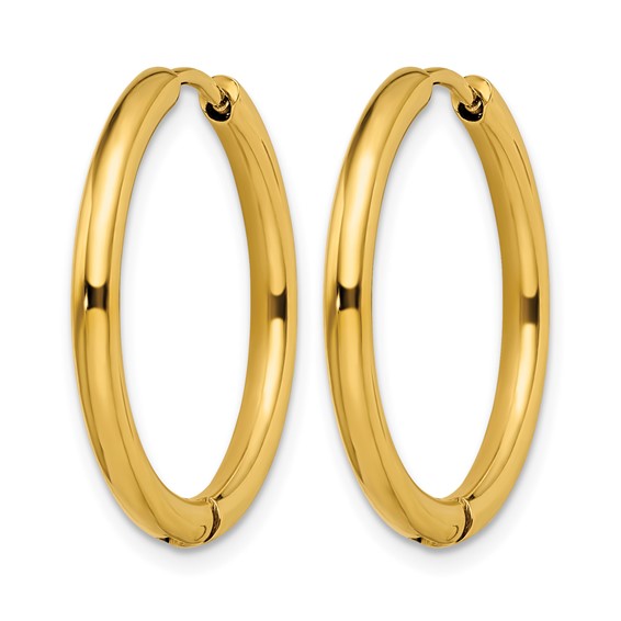 Chisel Stainless Steel Polished Yellow IP-plated 2.5mm Hinged Hoop Earrings