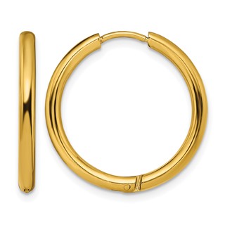 Chisel Stainless Steel Polished Yellow IP-plated 2.5mm Hinged Hoop Earrings