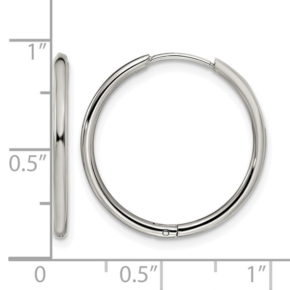 Chisel Stainless Steel Polished 1.6mm Hinged Hoop Earrings