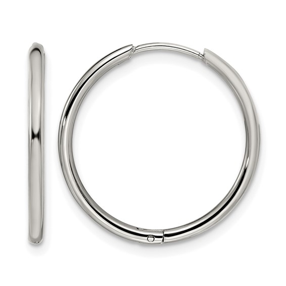 Chisel Stainless Steel Polished 1.6mm Hinged Hoop Earrings