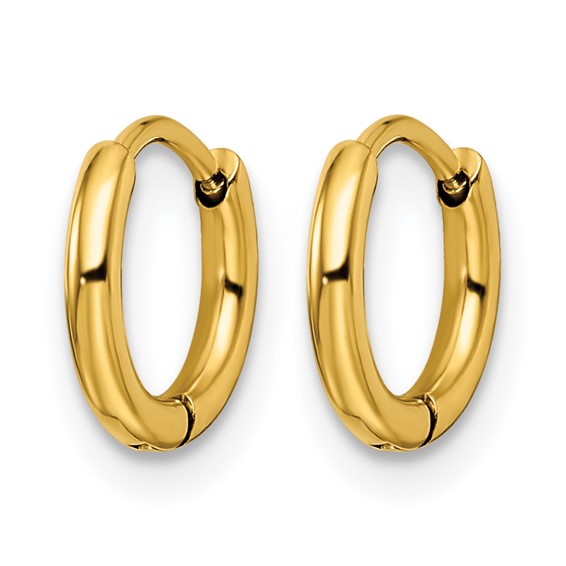 Chisel Stainless Steel Polished Yellow IP-plated 1.6mm Hinged Hoop Earrings