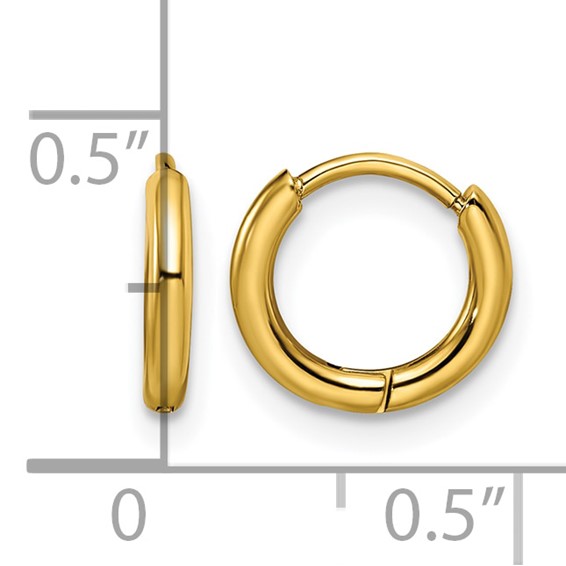 Chisel Stainless Steel Polished Yellow IP-plated 1.6mm Hinged Hoop Earrings