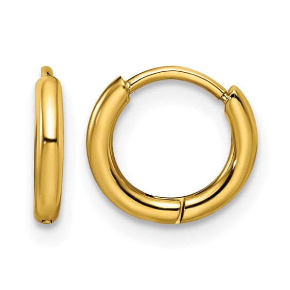 Chisel Stainless Steel Polished Yellow IP-plated 1.6mm Hinged Hoop Earrings