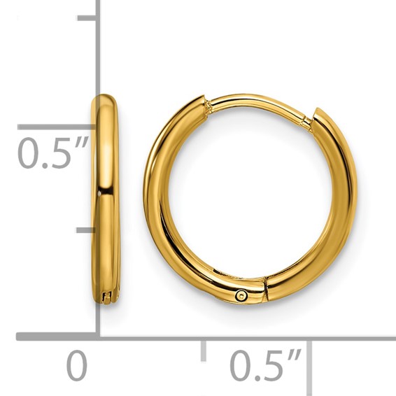 Chisel Stainless Steel Polished Yellow IP-plated 1.6mm Hinged Hoop Earrings