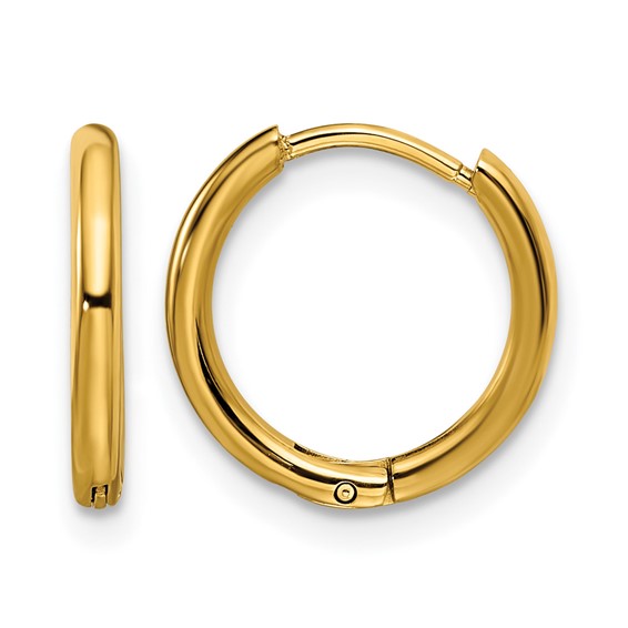 Chisel Stainless Steel Polished Yellow IP-plated 1.6mm Hinged Hoop Earrings