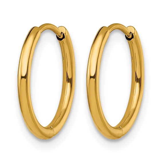Chisel Stainless Steel Polished Yellow IP-plated 1.6mm Hinged Hoop Earrings