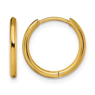 Chisel Stainless Steel Polished Yellow IP-plated 1.6mm Hinged Hoop Earrings