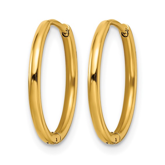 Chisel Stainless Steel Polished Yellow IP-plated 1.6mm Hinged Hoop Earrings