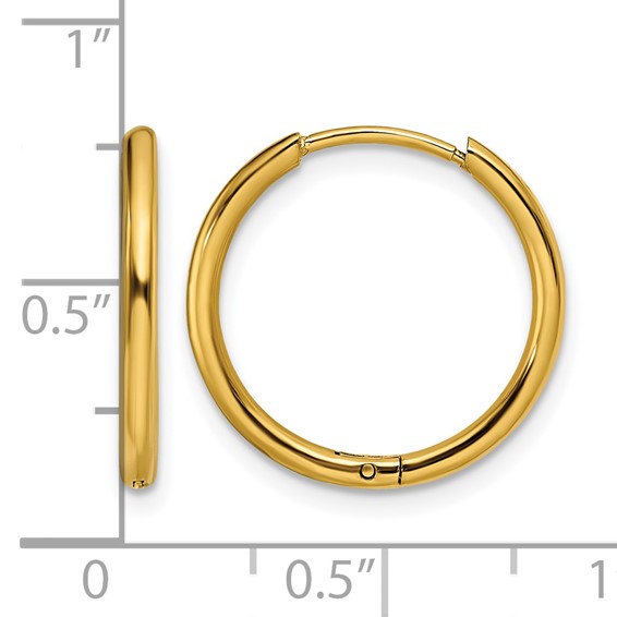 Chisel Stainless Steel Polished Yellow IP-plated 1.6mm Hinged Hoop Earrings