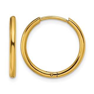 Chisel Stainless Steel Polished Yellow IP-plated 1.6mm Hinged Hoop Earrings