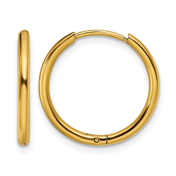 Chisel Stainless Steel Polished Yellow IP-plated 1.6mm Hinged Hoop Earrings