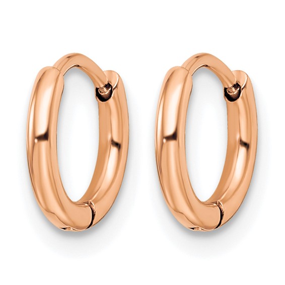 Chisel Stainless Steel Polished Rose IP-plated 1.6mm Hinged Hoop Earrings