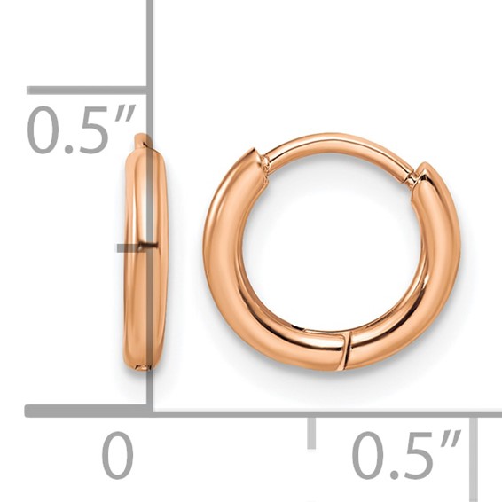 Chisel Stainless Steel Polished Rose IP-plated 1.6mm Hinged Hoop Earrings