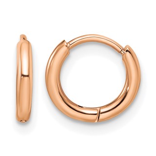 Chisel Stainless Steel Polished Rose IP-plated 1.6mm Hinged Hoop Earrings