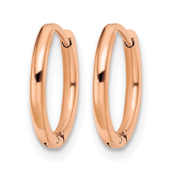 Chisel Stainless Steel Polished Rose IP-plated 1.6mm Hinged Hoop Earrings