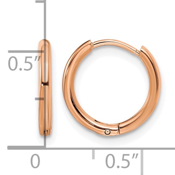 Chisel Stainless Steel Polished Rose IP-plated 1.6mm Hinged Hoop Earrings
