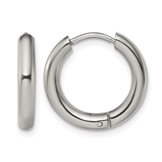 Chisel Stainless Steel Polished 3mm Hinged Hoop Earrings
