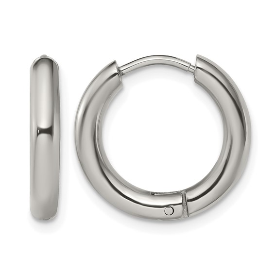 Chisel Stainless Steel Polished 3mm Hinged Hoop Earrings