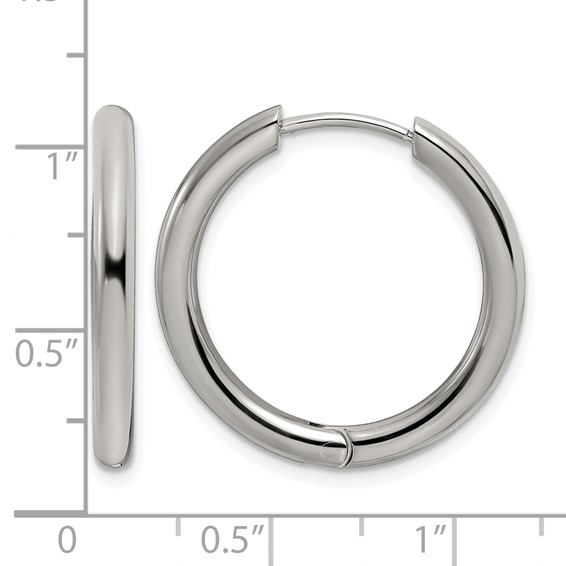 Chisel Stainless Steel Polished 3mm Hinged Hoop Earrings