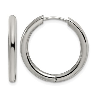 Chisel Stainless Steel Polished 3mm Hinged Hoop Earrings