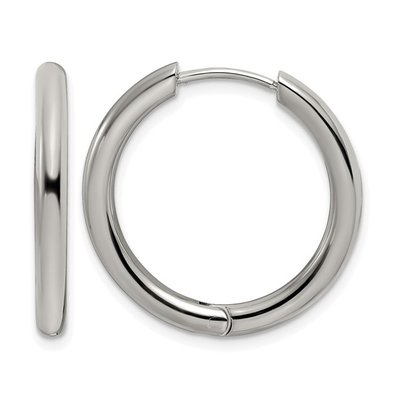 Chisel Stainless Steel Polished 3mm Hinged Hoop Earrings