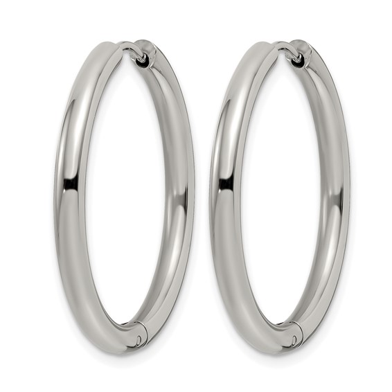 Chisel Stainless Steel Polished 3mm Hinged Hoop Earrings