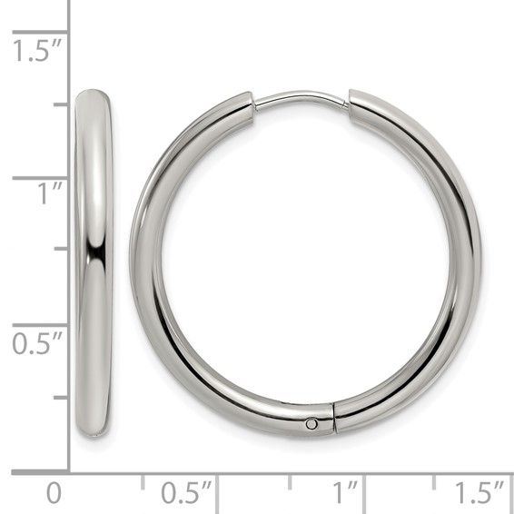 Chisel Stainless Steel Polished 3mm Hinged Hoop Earrings