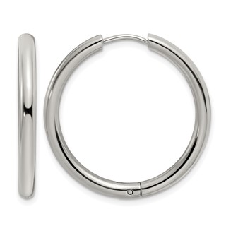 Chisel Stainless Steel Polished 3mm Hinged Hoop Earrings