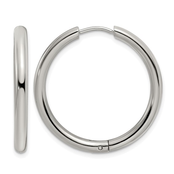 Chisel Stainless Steel Polished 3mm Hinged Hoop Earrings