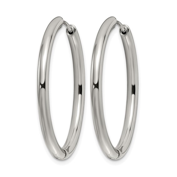 Chisel Stainless Steel Polished 3mm Hinged Hoop Earrings