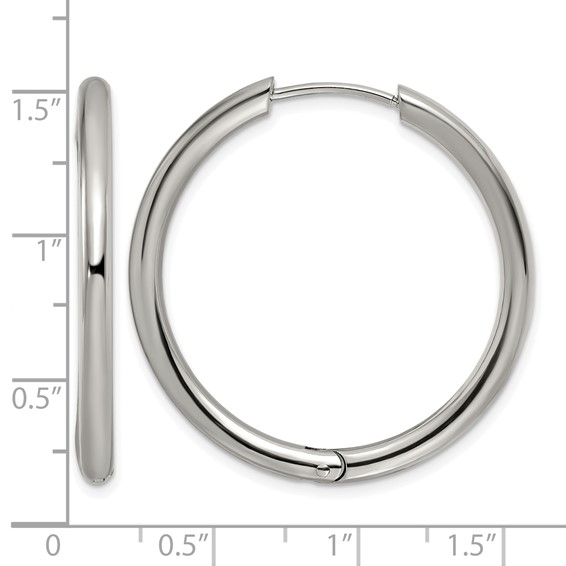 Chisel Stainless Steel Polished 3mm Hinged Hoop Earrings