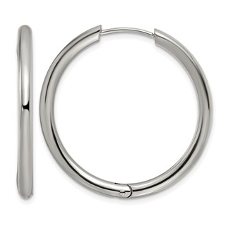 Chisel Stainless Steel Polished 3mm Hinged Hoop Earrings