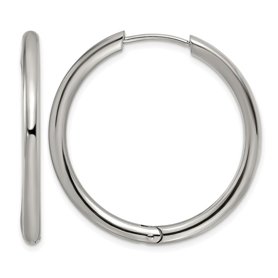 Chisel Stainless Steel Polished 3mm Hinged Hoop Earrings