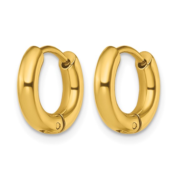 Chisel Stainless Steel Polished Yellow IP-plated 3mm Hinged Hoop Earrings